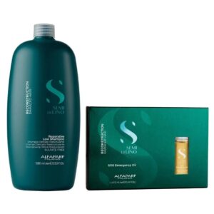 Shampoo 1000ml + Caja de Ampollas Para Cabello Dañado Alfaparf Reconstruction