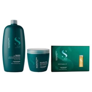 Shampoo 1000ml + Mascarilla 500ml + Caja de Ampollas Para Cabello Dañado Alfaparf Reconstruction 1000ml