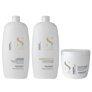 Shampoo 1000ml + Acondicionador 1000ml + Mascarilla 500ml Iluminador Alfaparf Diamond