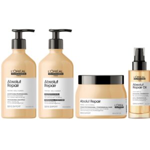 Shampoo 500ml + Acondicionador 500ml + Mascarilla 500ml + Serum Para Cabello Dañado Loreal Absolut Repair